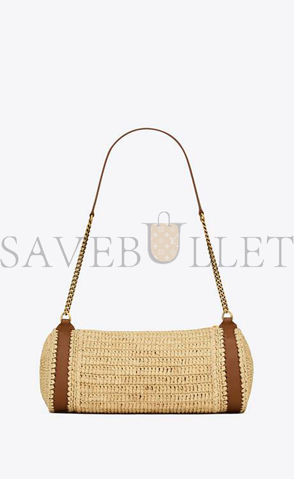 Y*L cassandre small cylindric bag in raffia and vegetable-tanned leather 744504gaabn2080 (24.5*11*11cm)