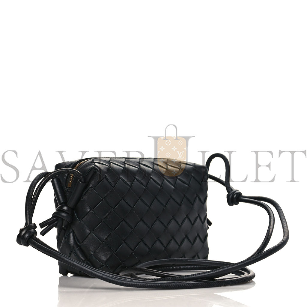 bo*te*ga Ve*ne*ta nappa intrecciato mini loop camera bag black (17*11*6cm)