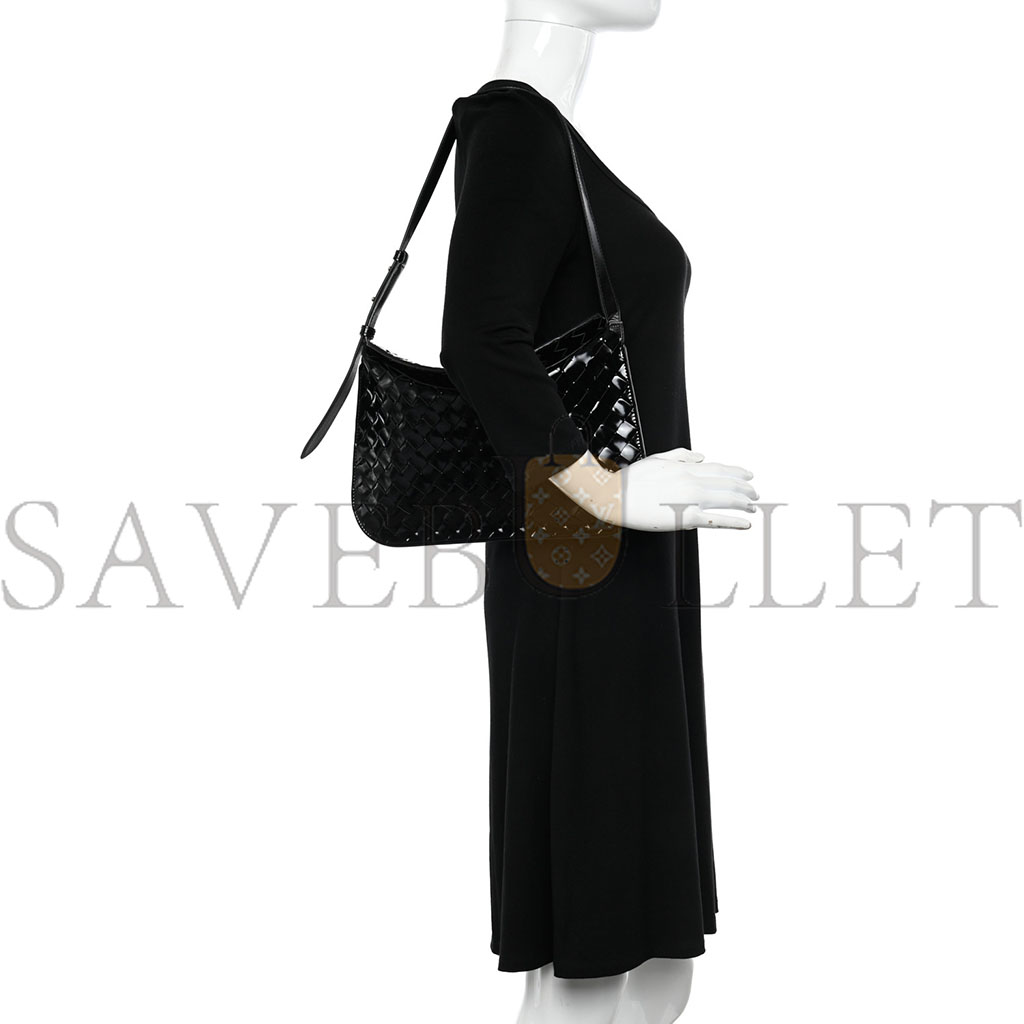 bo*te*ga Ve*ne*ta patent intrecciato shoulder bag black (31*20*3cm)