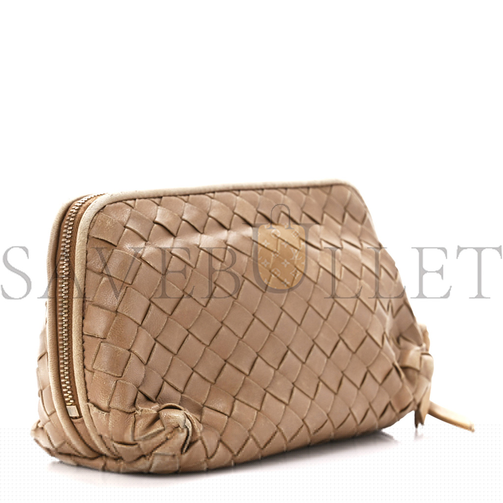 bo*te*ga Ve*ne*ta nappa intrecciato small cosmetic pouch camel (17*10*8cm)
