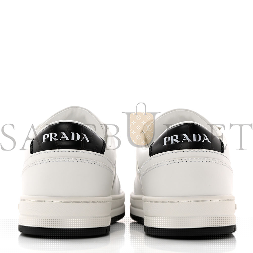 Pra*a vitello rois metal triangle logo womens downtown low top 30mm sneakers 39.5 white black