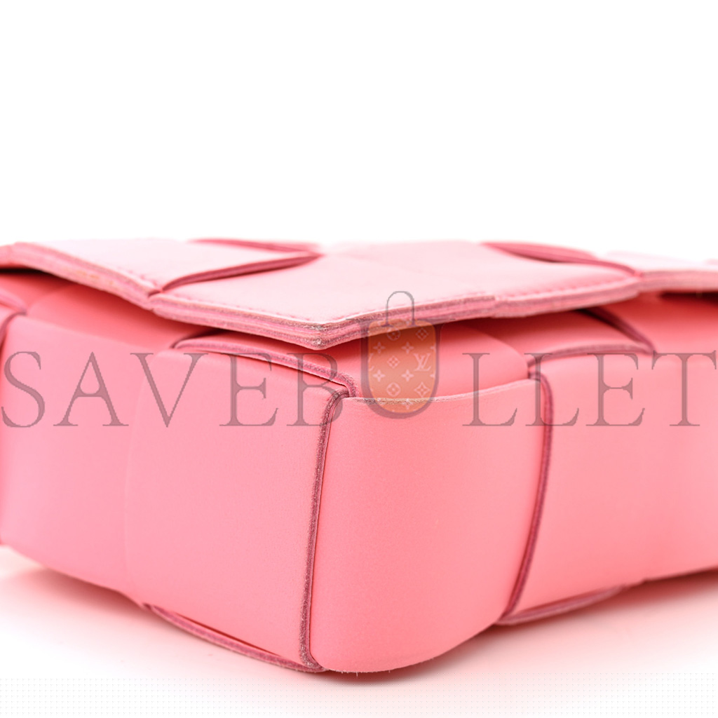 bo*te*ga Ve*ne*ta lambskin maxi intrecciato cassette crossbody bag pink (23*15*5.5cm)
