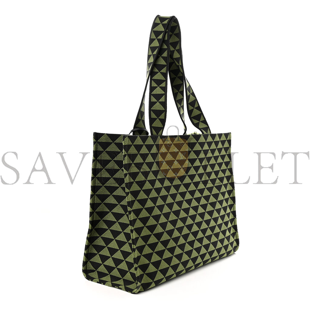 Pra*a fabric embroidered saffiano large symbole tote black edera (43*33*18cm)
