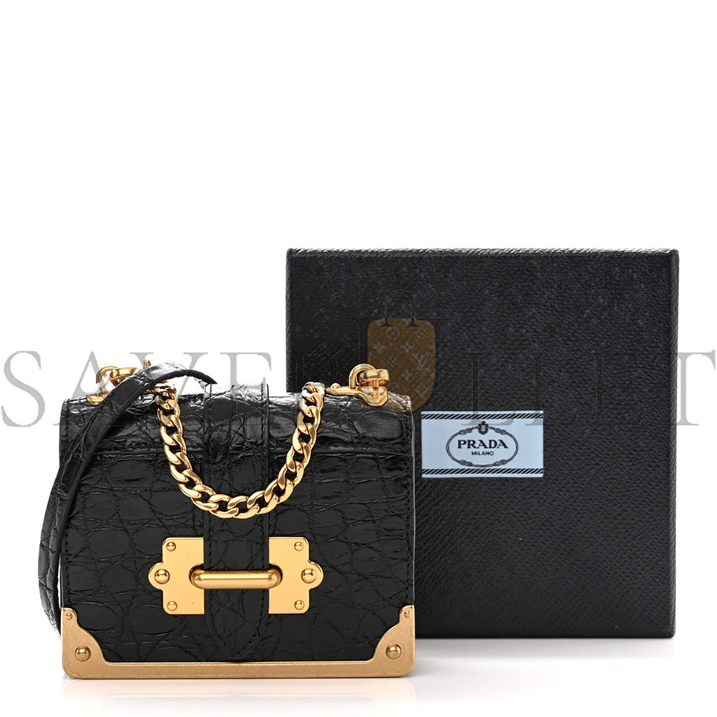 Pra*a crocodile micro cahier bag black (10*9*5cm)