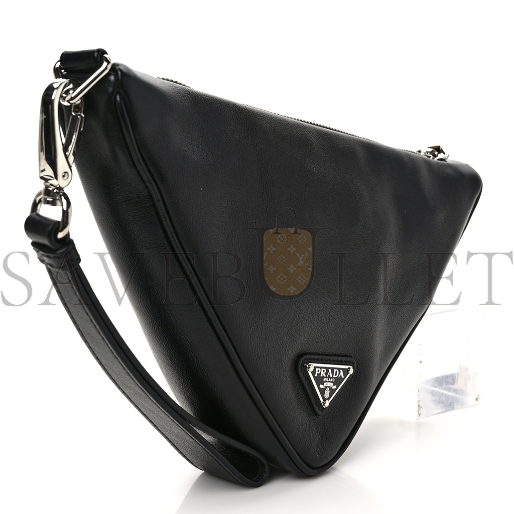 Pra*a grace lux triangle wristlet pouch black (26*15*6cm)