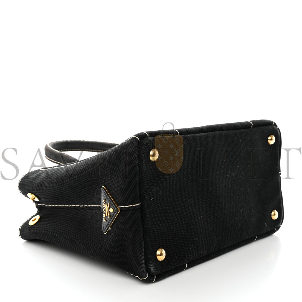 Pra*a canapa small logo tote black talco (27*20*15cm)