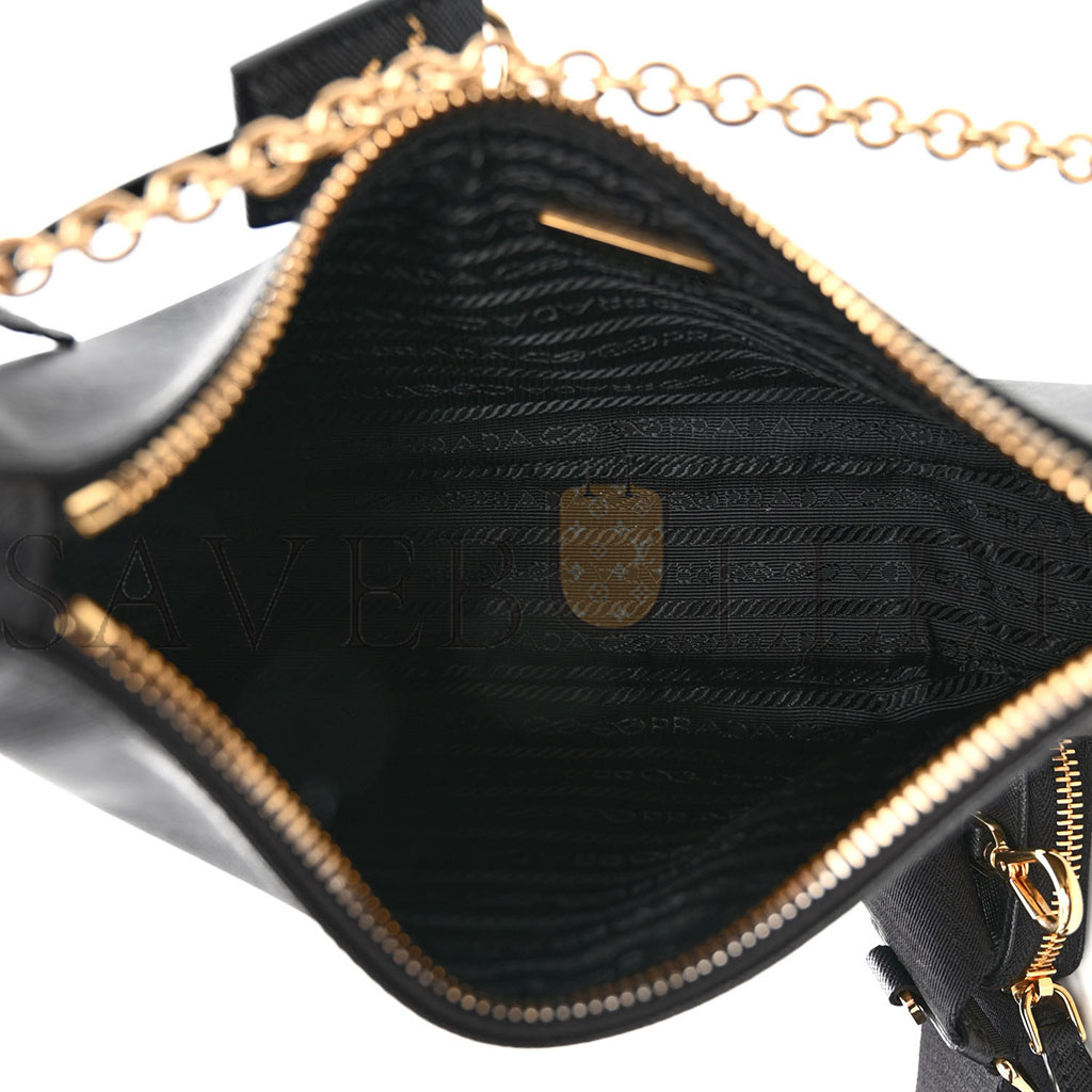 Pra*a saffiano lux re-edition 2005 shoulder bag black (22*17*6cm)