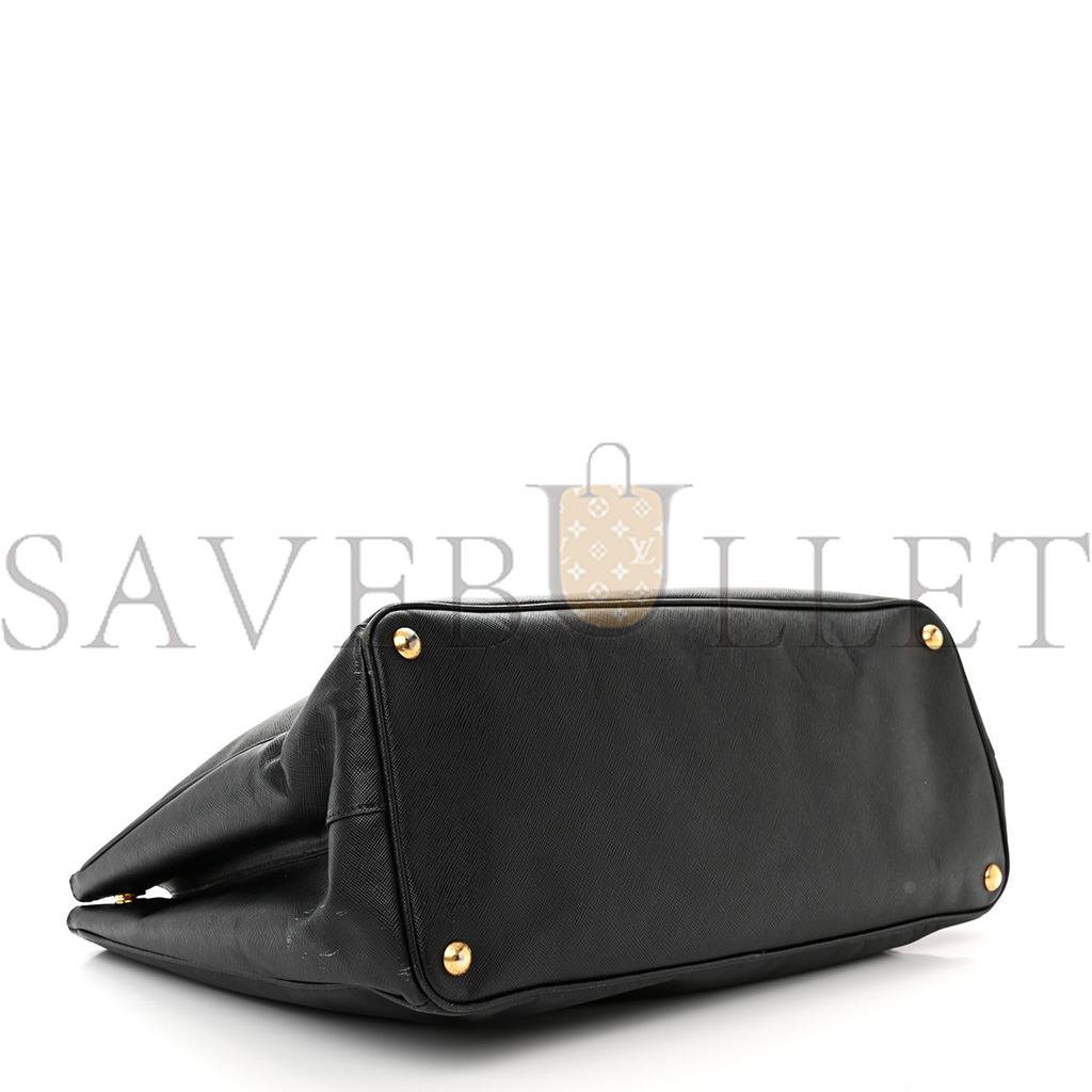 Pra*a saffiano lux large double zip tote black (36*29*18cm)