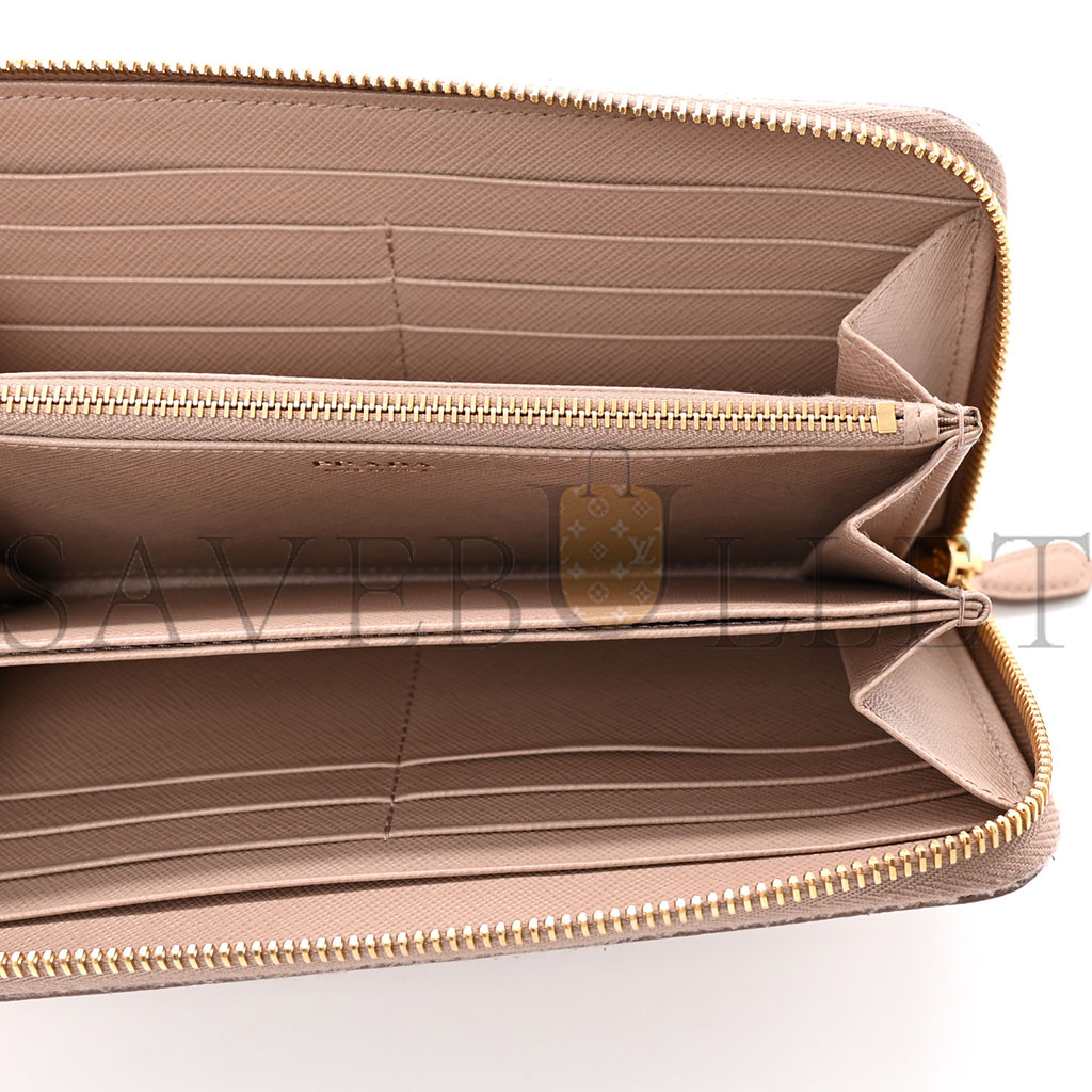 Pra*a saffiano shine zip around wallet cipria (20*11*2cm)