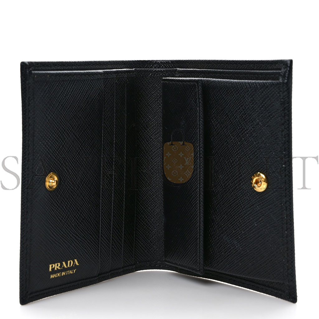 Pra*a saffiano triangle bi-fold wallet black (11*8*3cm)