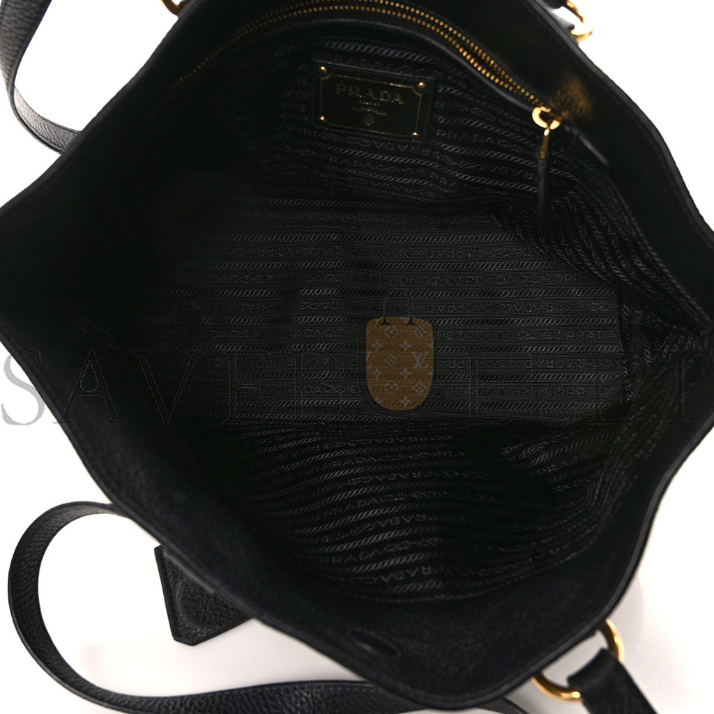 Pra*a vitello daino embossed logo tote black (30*26*14cm)