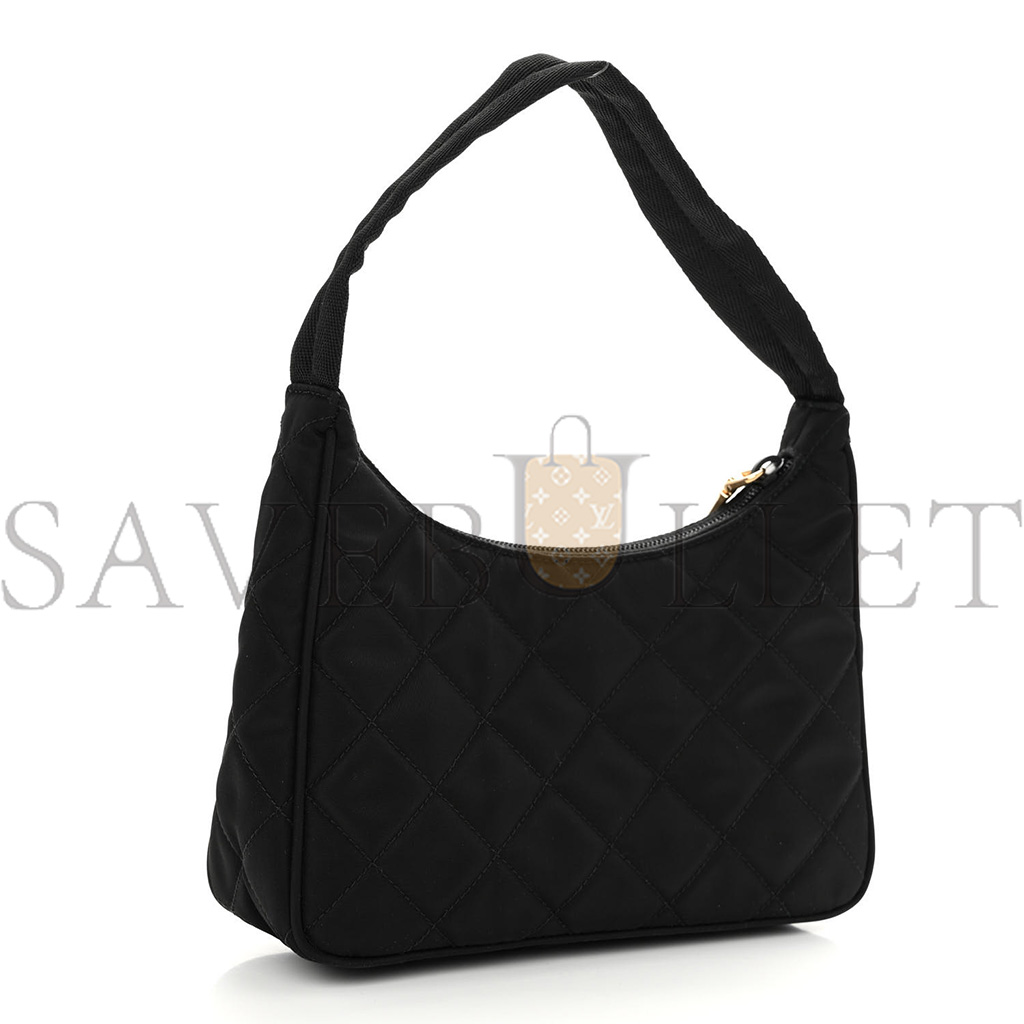 Pra*a tessuto nylon impuntu quilted shoulder bag black (23*13*6cm)