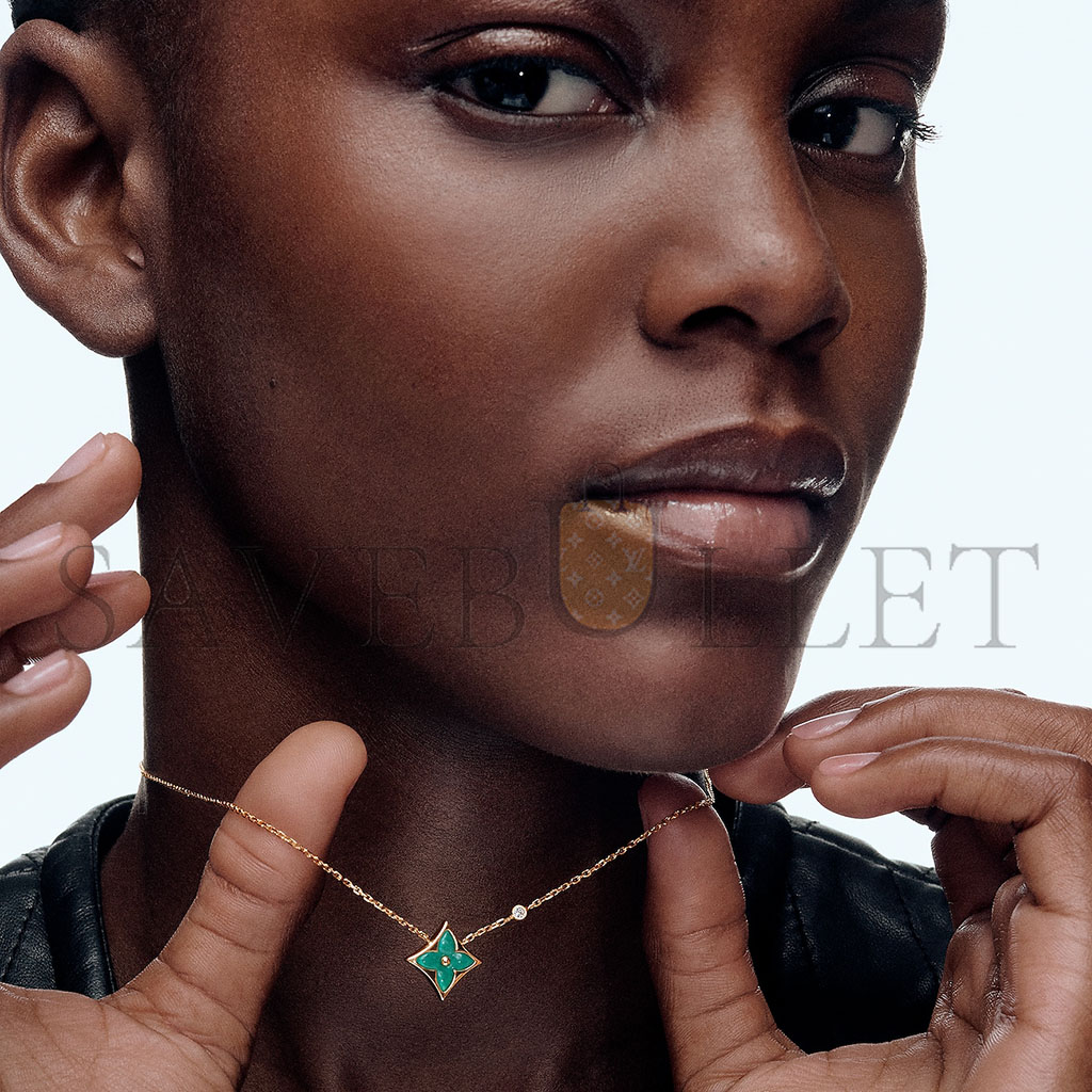 l**is v*t*n color blossom bb star pendant, yellow gold, amazonite and Di*m*nd q03276