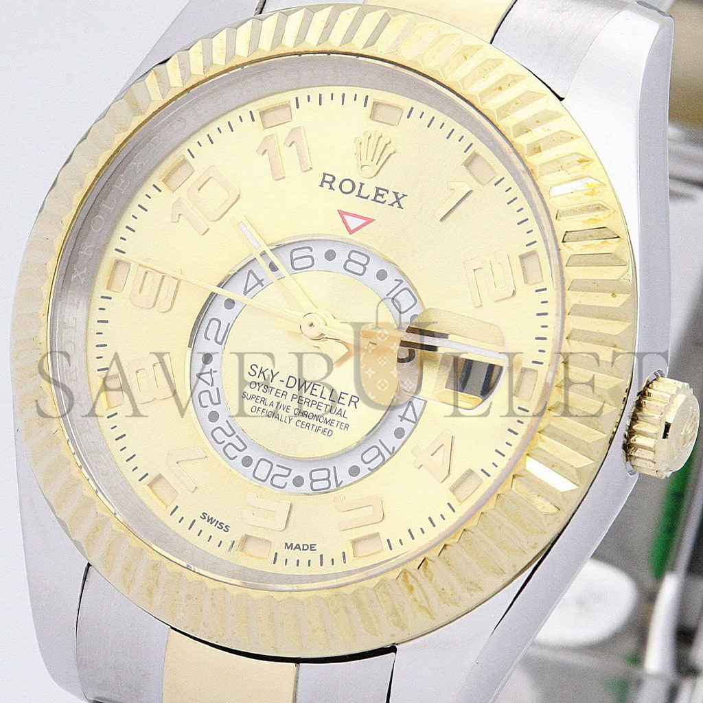 R*l*x sky-dweller 42mm gold dial watch 326938