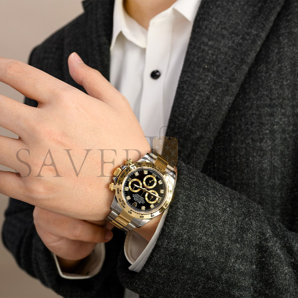 r*l*x daytona Di*m*nd-encrusted bright black dial watch 116503-0011