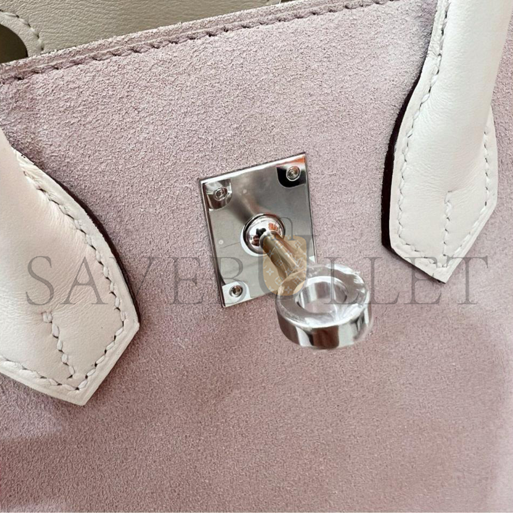 H**mes master birkin 25 wisteria pink suede handbag 2440209 (25*20*13cm)