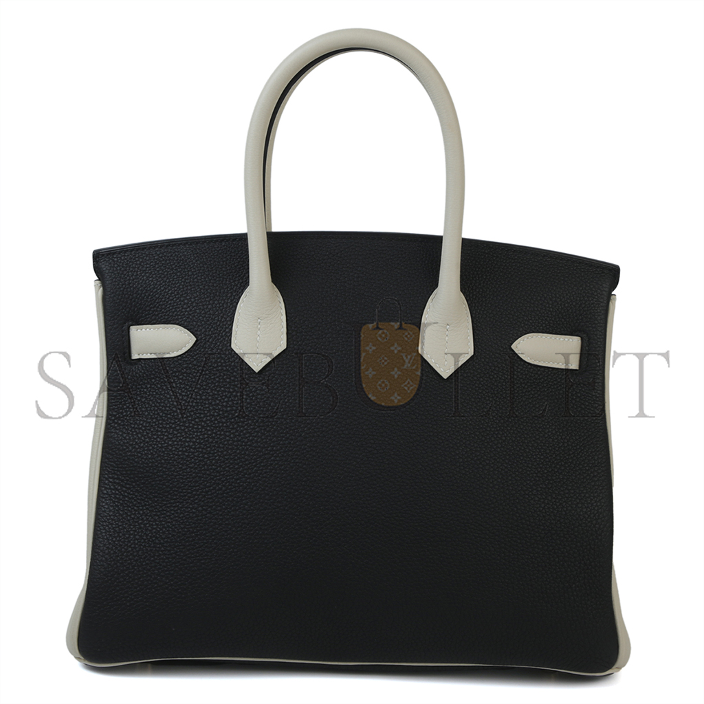 H**mes master birkin 25 black and white clemence bag 4212717702 (25*20*13cm)