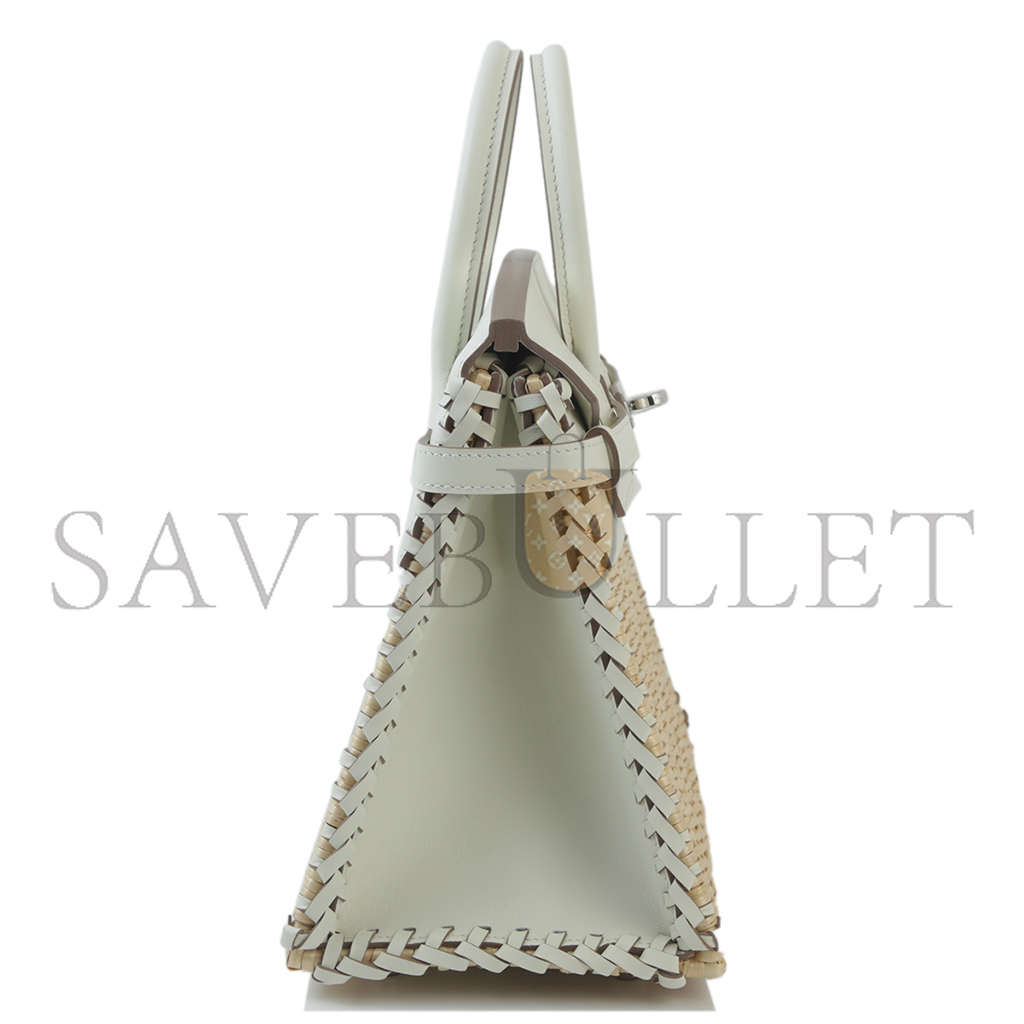 H**mes master birkin 25 cream leather silver buckle tote 296519 (25*20*13cm)