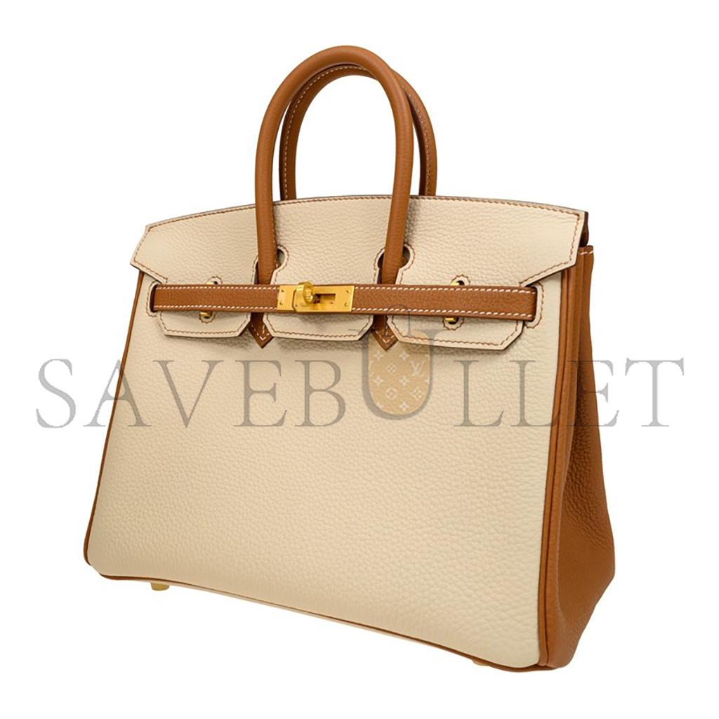 H**mes master birkin 25 clemence leather milkshake white spelling horseshoe prints bk251037tgcz (25*20*13cm)