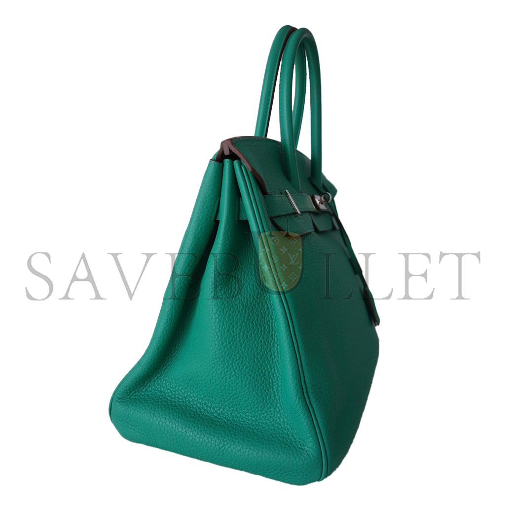 H**mes master birkin 30 togo leather peacock blue silver buckle bag 2412271264 (30*20*13cm)