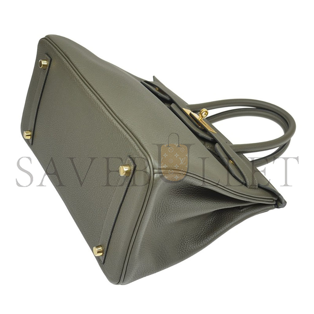 H**mes master birkin 30 togo leather almond green gold buckle handbag bk30c6tggp (30*23*15cm)