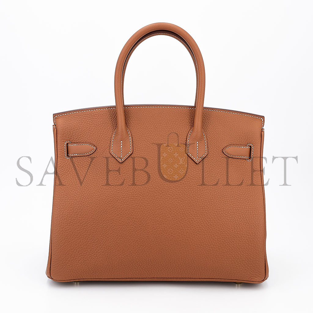 HERMÈS BIRKIN 30 TOGO LEATHER GOLDEN BROWN GOLD BUCKLE BAG 5375750663 (30*23*15cm)