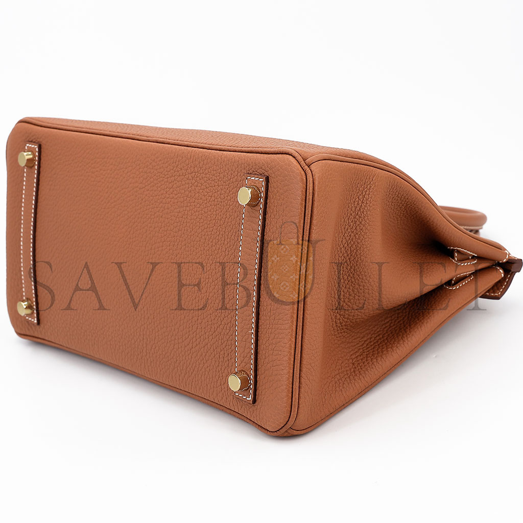 HERMÈS BIRKIN 30 TOGO LEATHER GOLDEN BROWN GOLD BUCKLE BAG 5375750663 (30*23*15cm)