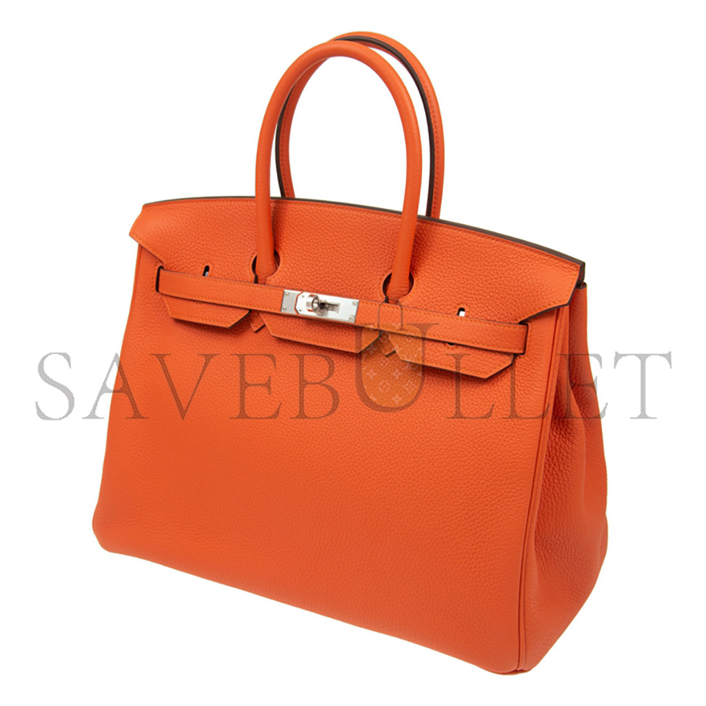 H**mes birkin 25 togo leather orange silver buckle bag 521791 (25*20*13cm)