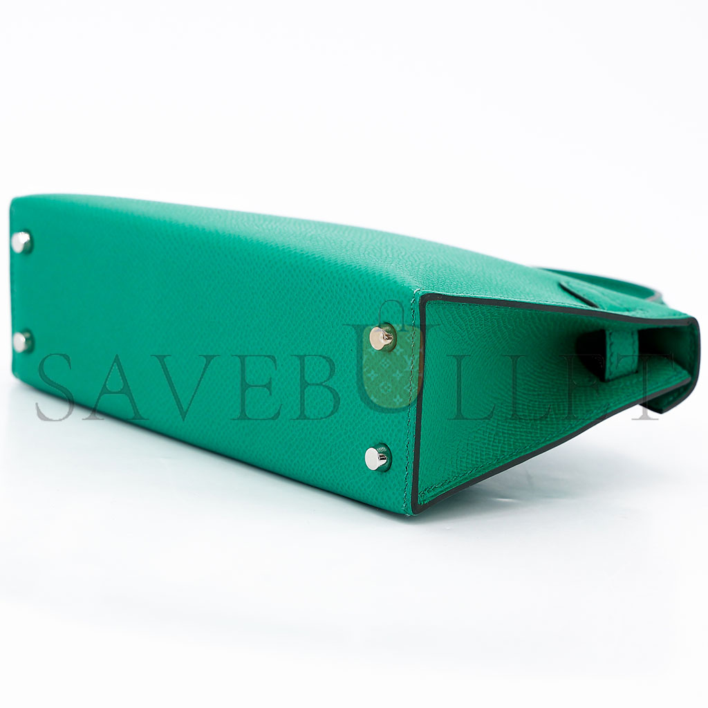 H**mes kelly 20 epsom vert jade handbag h083850ckab (19*12.5*5.5 cm)