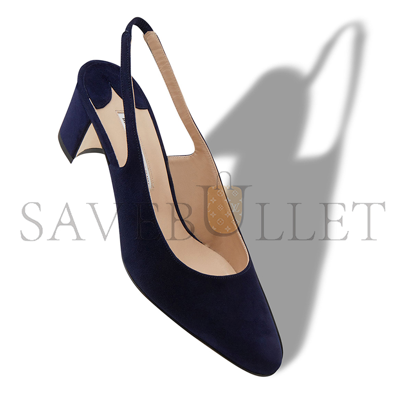 MANOLO BLAHNIK ALLURASAN NAVY BLUE SUEDE SLINGBACK PUMPS 121-1799-0007