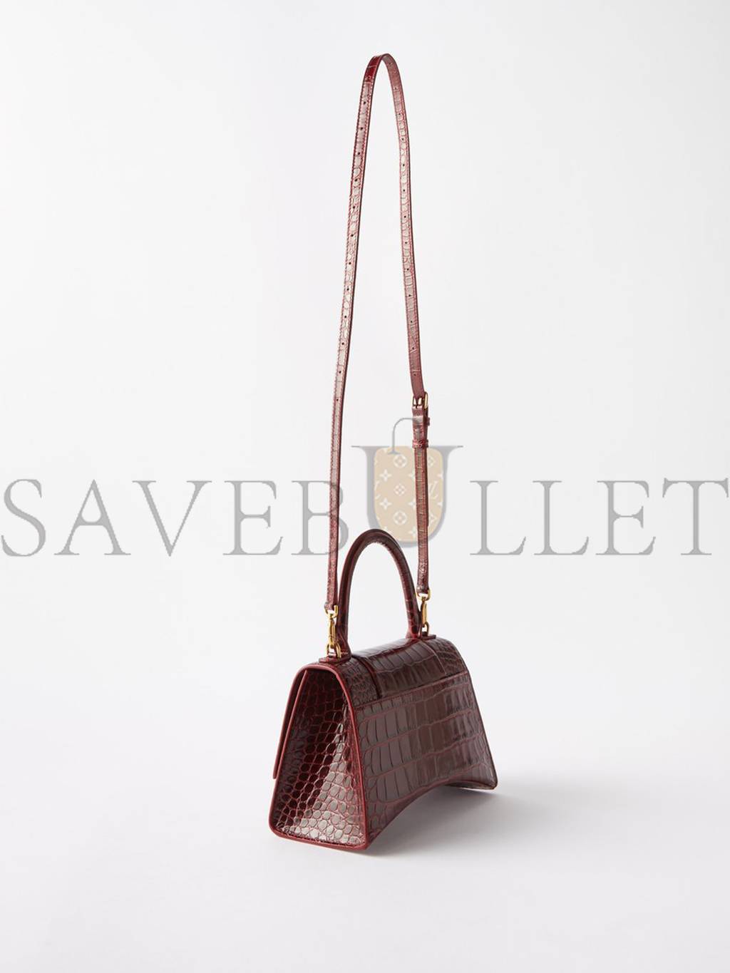 Ba*len*cia*ga red hourglass s crocodile-effect leather bag matchesfashion us (22.5*14.5*10cm)