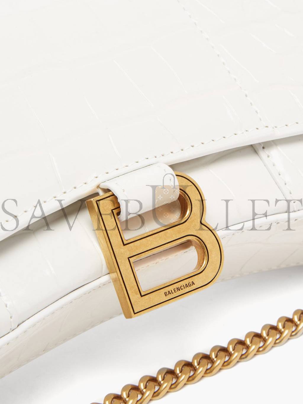 Ba*len*cia*ga white hourglass crocodile-effect leather cross-body bag matchesfashion us (19.8*12.1*5cm)