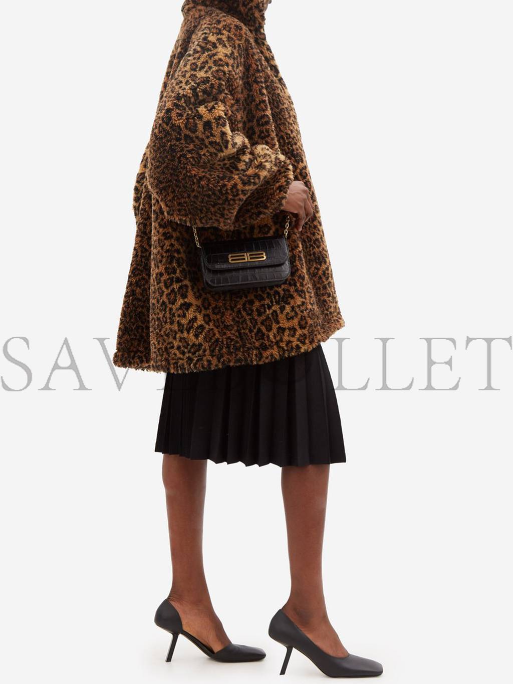 Ba*len*cia*ga black gossip bb-plaque crocodile-effect cross-body bag matchesfashion us (19*9.9*5.5cm)