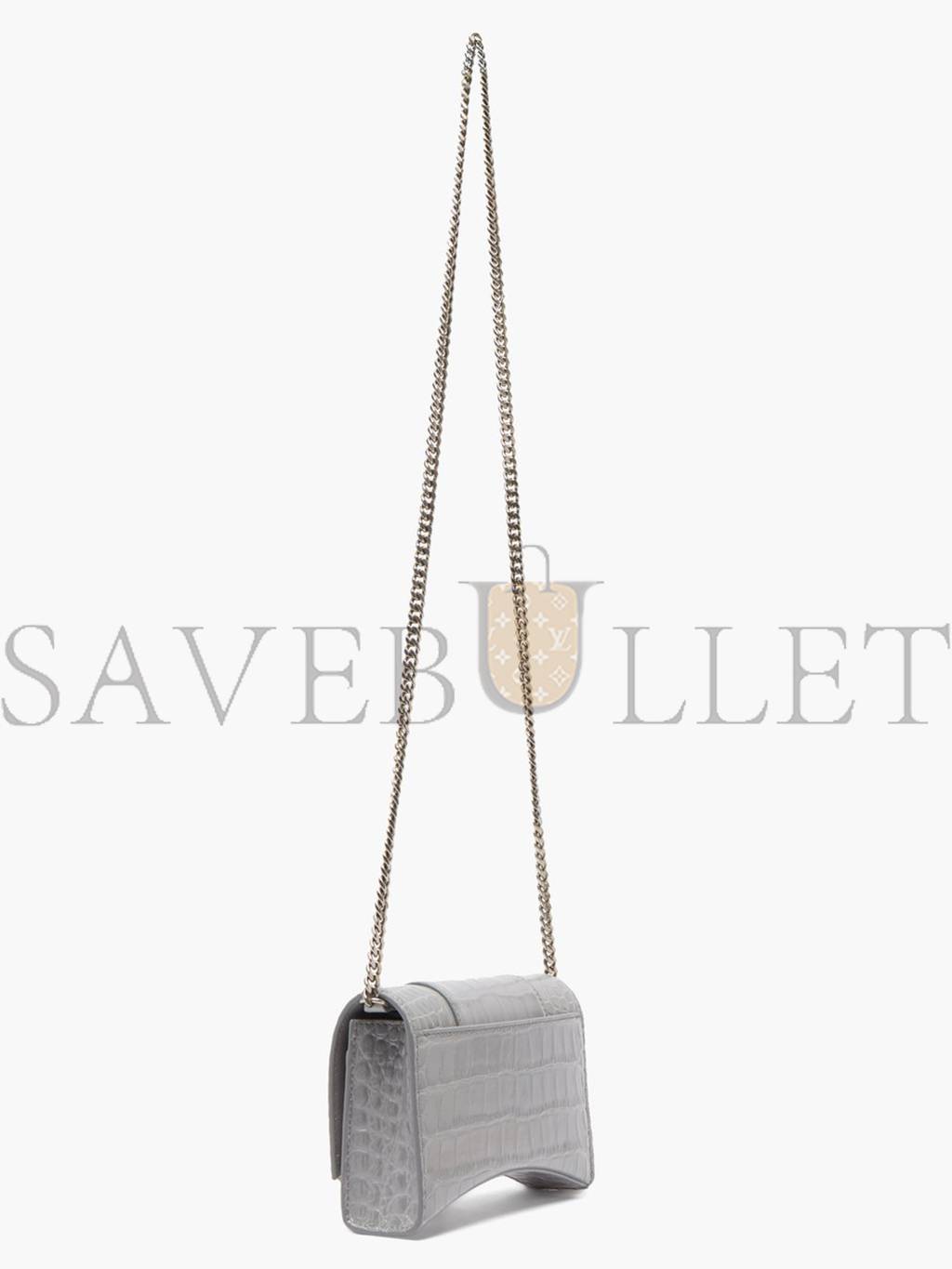 Ba*len*cia*ga grey hourglass croc-effect leather cross-body bag matchesfashion us (19.8*12.1*5cm)