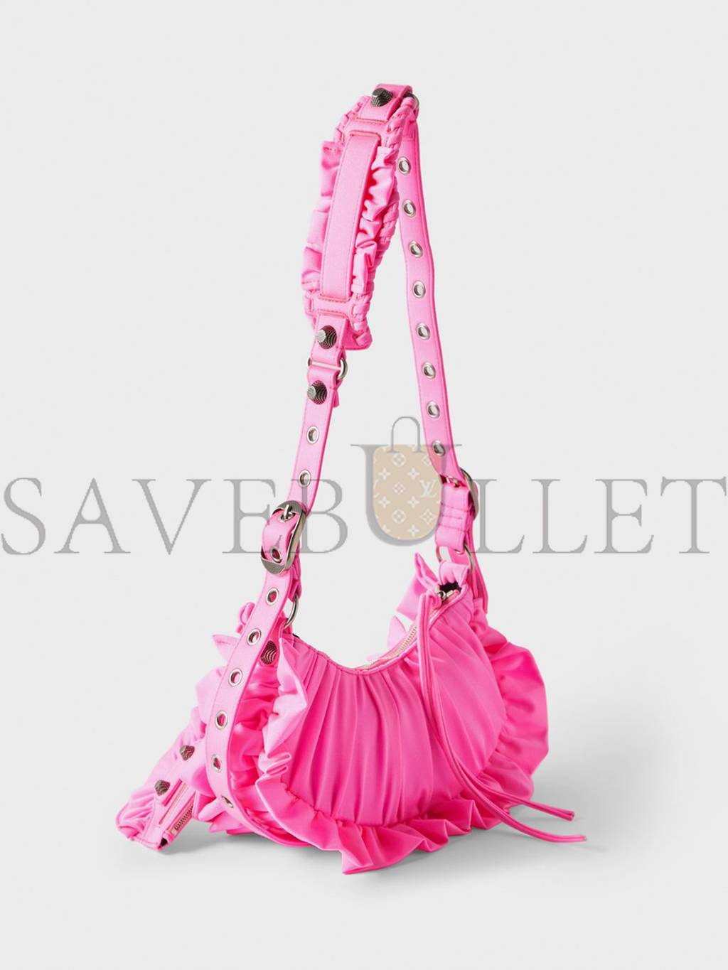Ba*len*cia*ga pink le cagole xs ruffled spandex shoulder bag matchesfashion us (25*15.2*6cm)