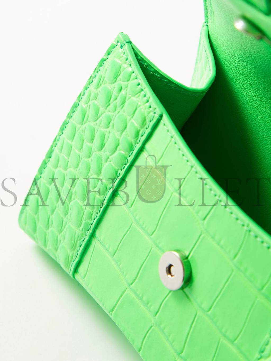 Ba*len*cia*ga green hourglass xs crocodile-effect leather bag matchesfashion us (19*12.5*8cm)