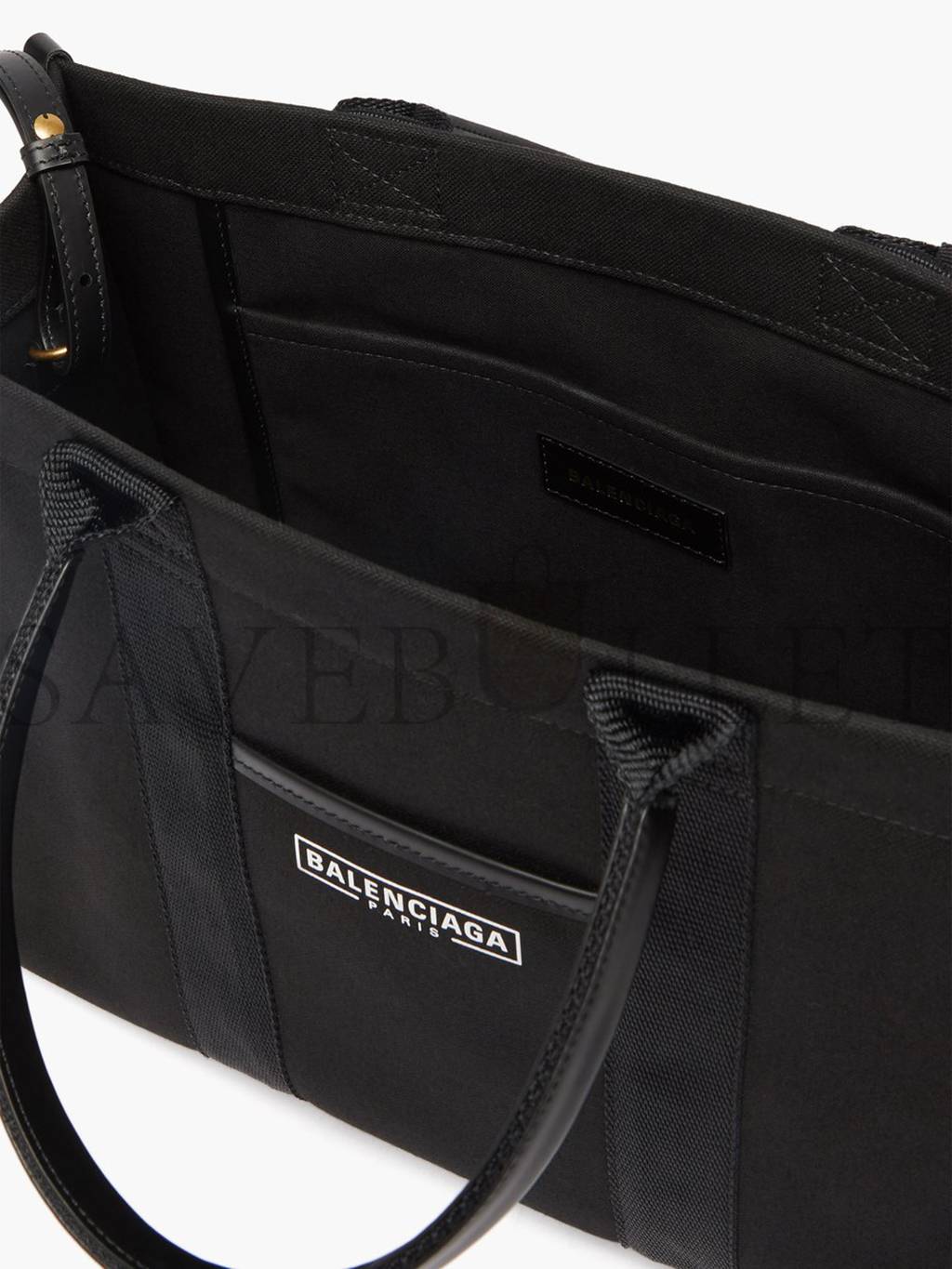 Ba*len*cia*ga black neo navy m leather-trimmed canvas tote bag matchesfashion us (34.5*25.9*12.9cm)