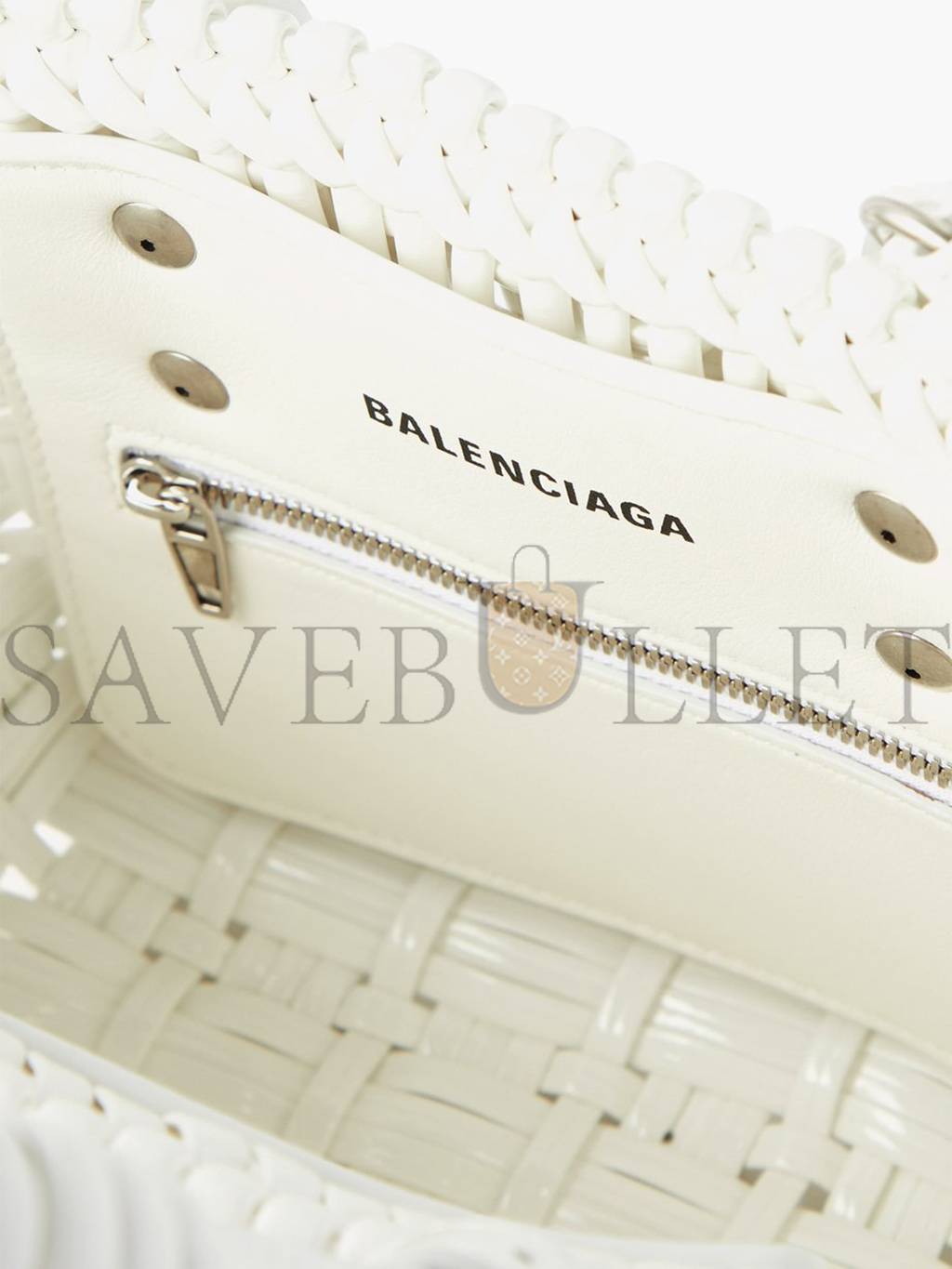 Ba*len*cia*ga white bistro xxs woven faux-leather basket bag matchesfashion us (25.4*14.9*8.6cm)