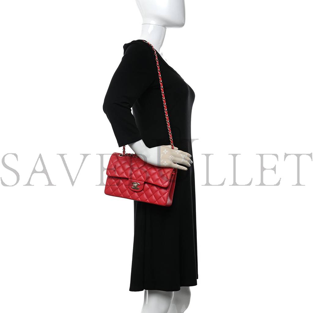 Ch*el caviar quilted small double flap dark pink gold hardware (23*13*6cm)