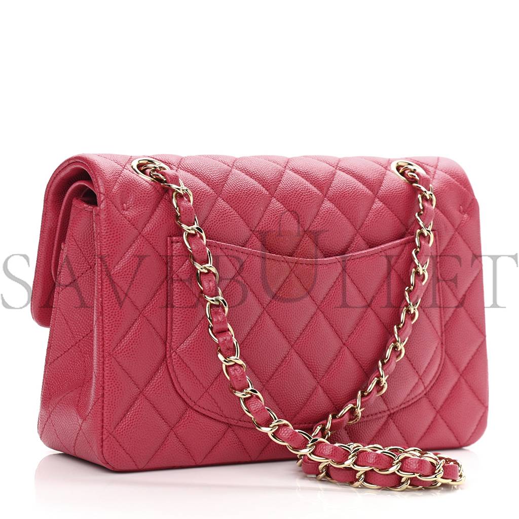 Ch*el caviar quilted small double flap dark pink gold hardware (23*13*6cm)