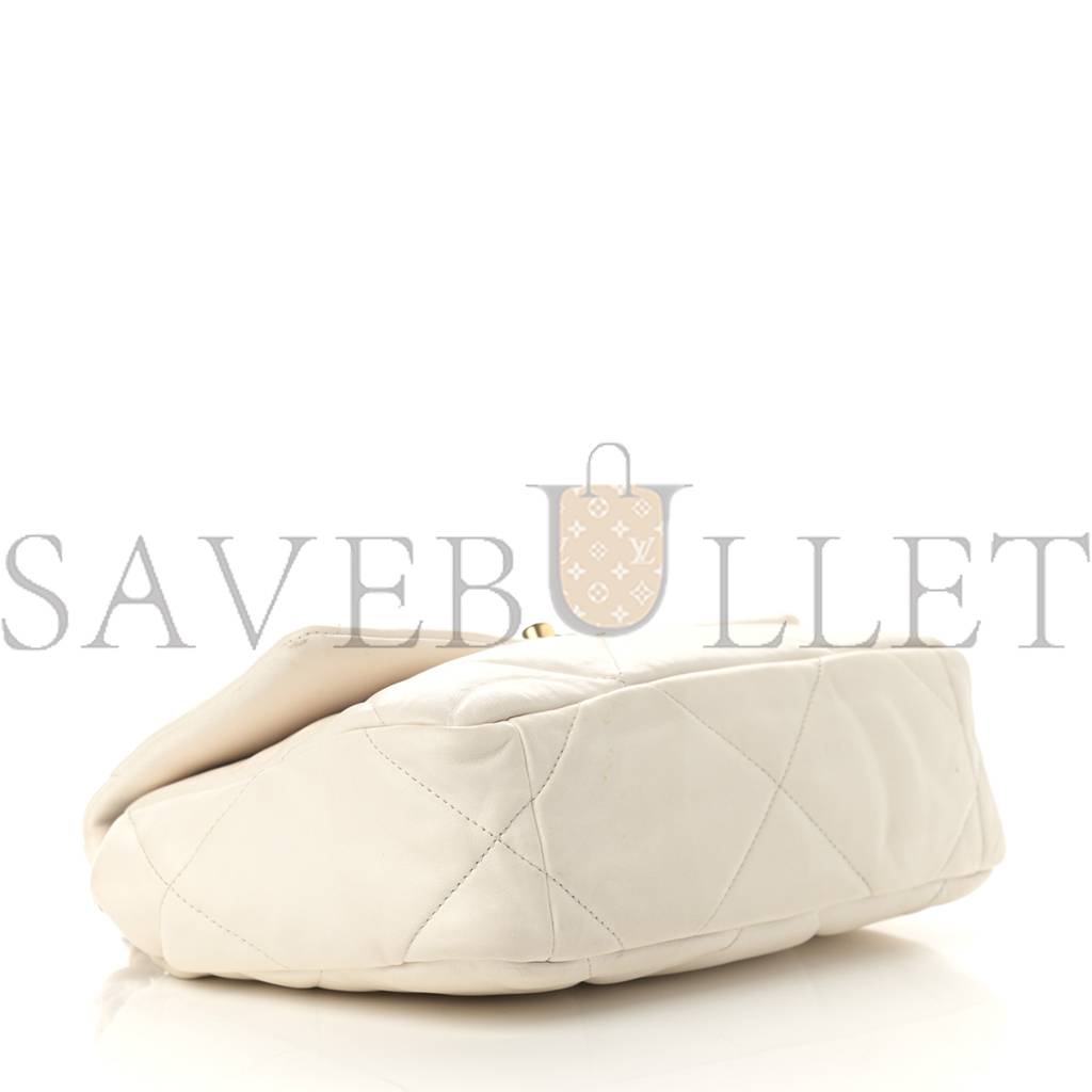 Ch*el goatskin quilted medium Ch*el 19 flap white gold hardware (27*20*8cm)