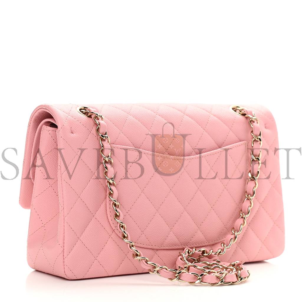 Ch*el caviar quilted medium double flap pink (25*15*6cm)