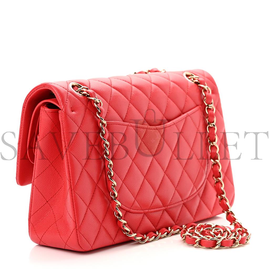 Ch*el caviar quilted medium double flap red gold hardware (25*17*6cm)