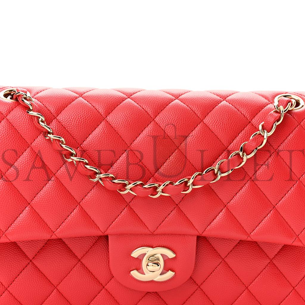 Ch*el caviar quilted medium double flap red gold hardware (25*17*6cm)