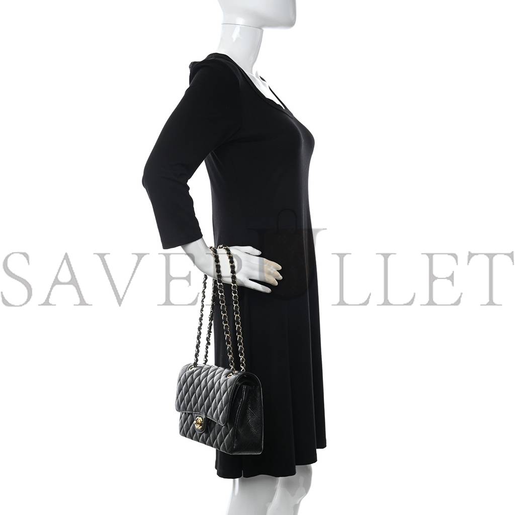 Ch*el caviar quilted medium double flap black gold hardware (25*15*6cm)