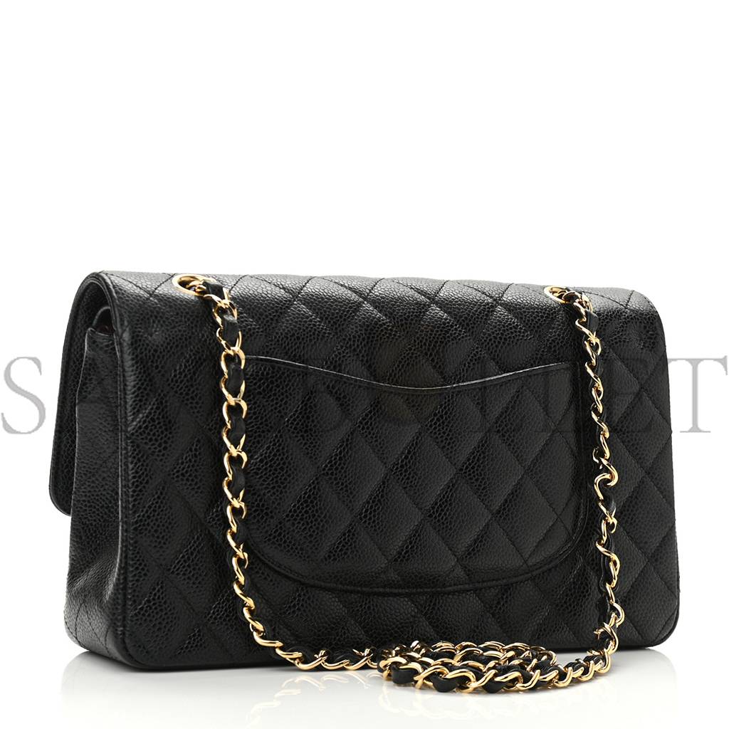Ch*el caviar quilted medium double flap black gold hardware (25*15*6cm)
