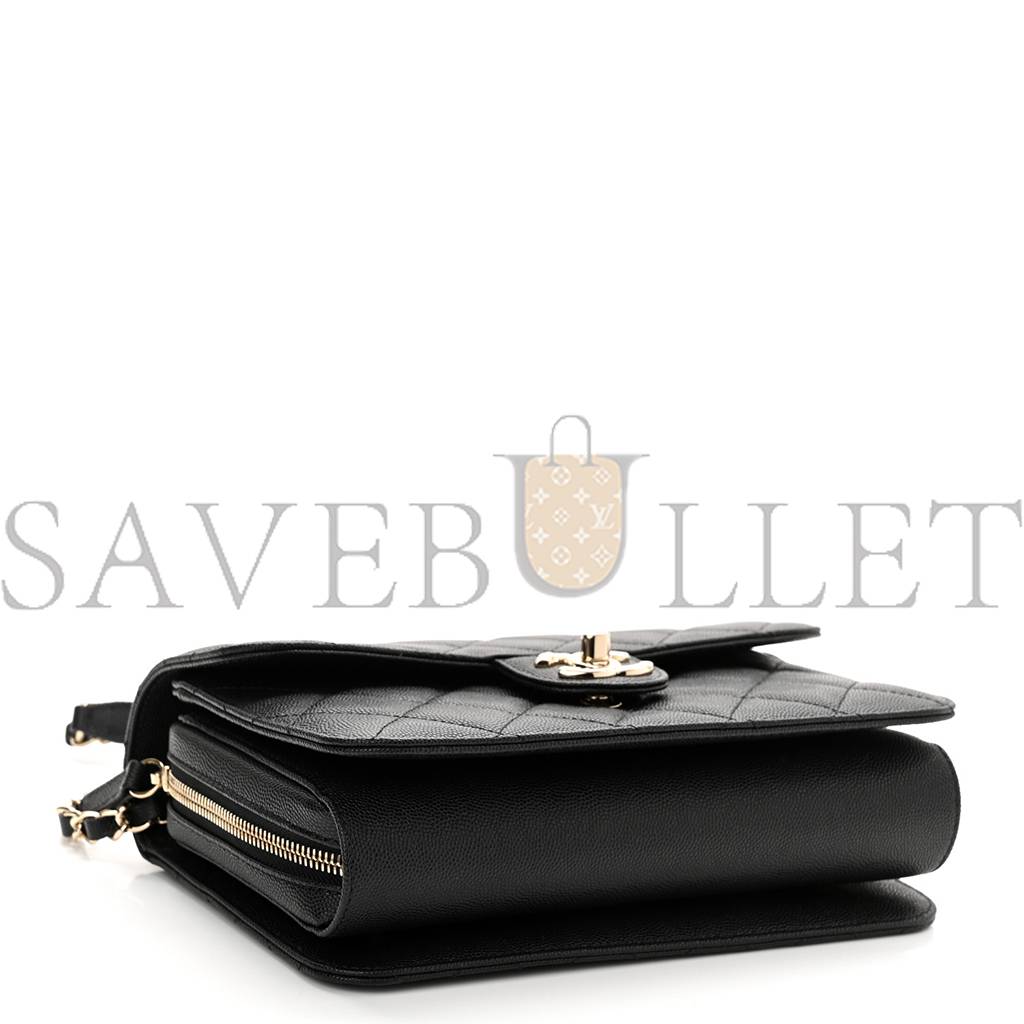 Ch*el caviar quilted large like a wallet flap black rose gold hardware (22*16*8cm)