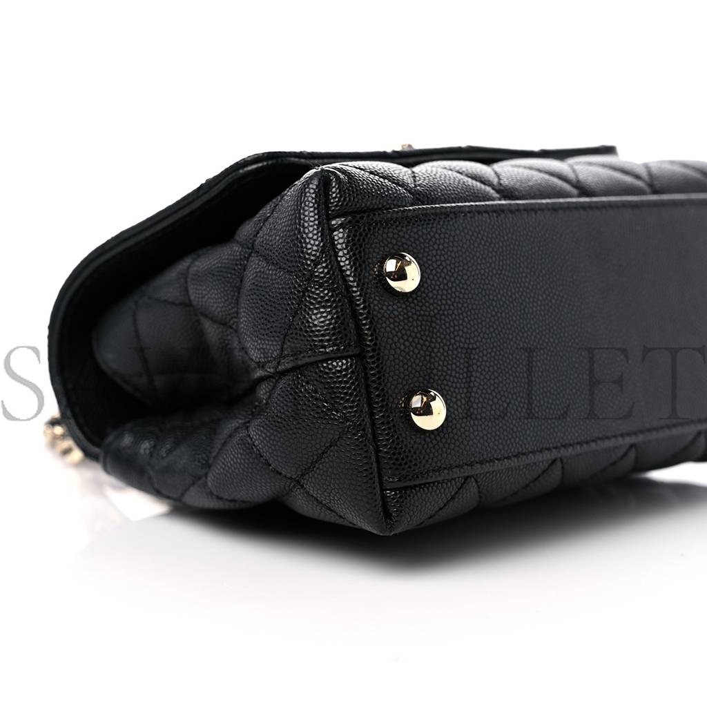 Ch*el caviar quilted extra mini coco handle flap black silver hardware (18*13*9cm)