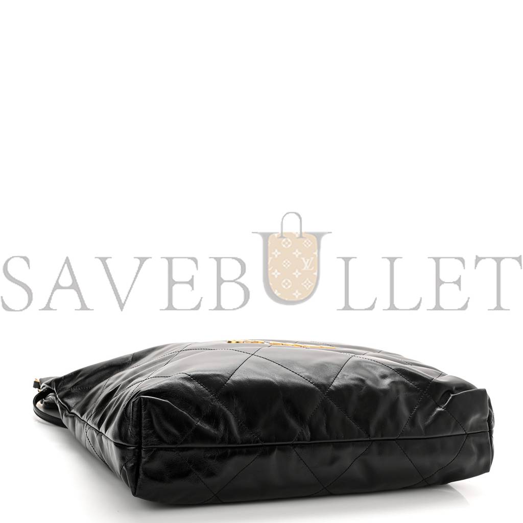 Ch*el shiny calfskin quilted Ch*el 22 black (37*35*7cm)