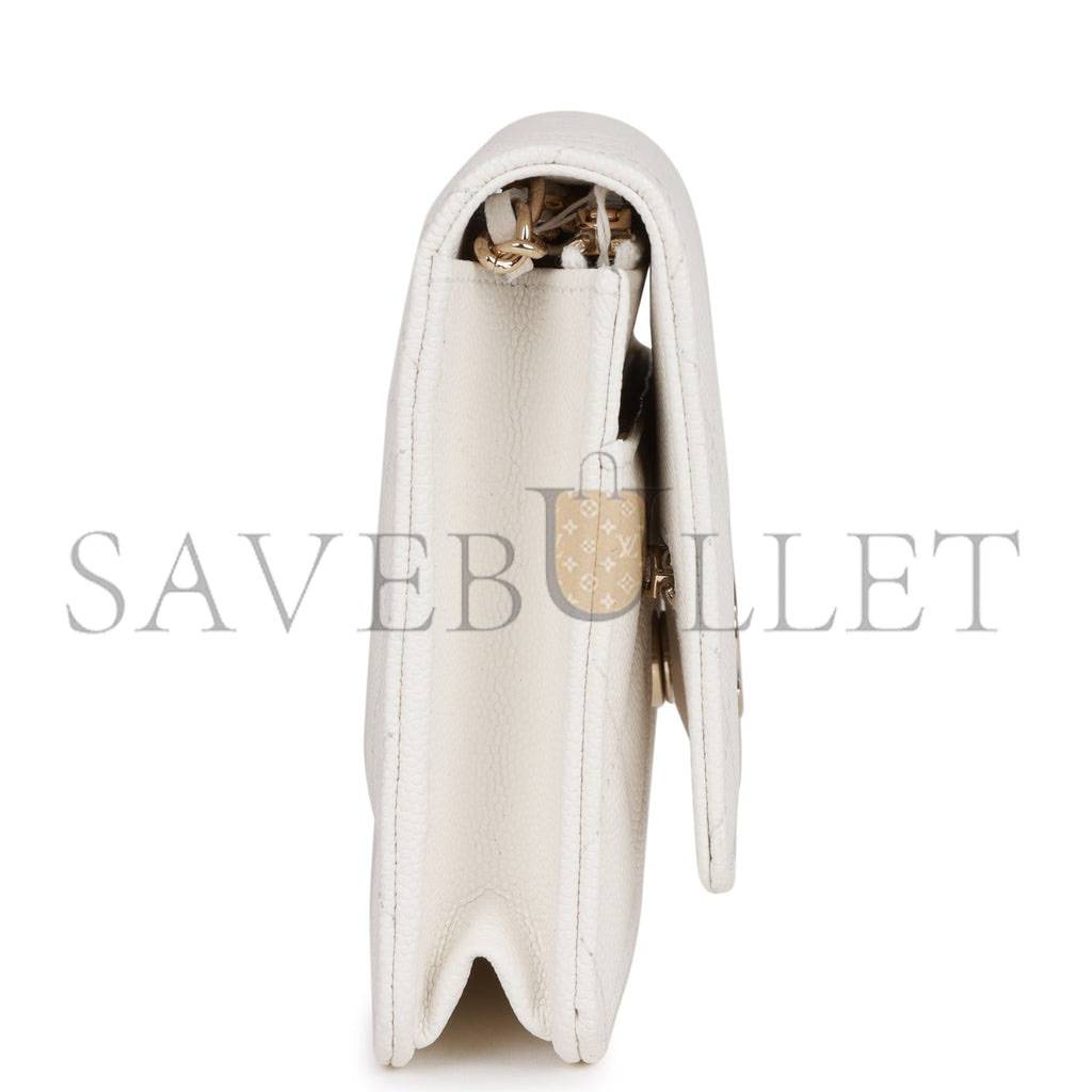 Ch*el wallet on chain woc white caviar light gold hardware (19*12*4cm)